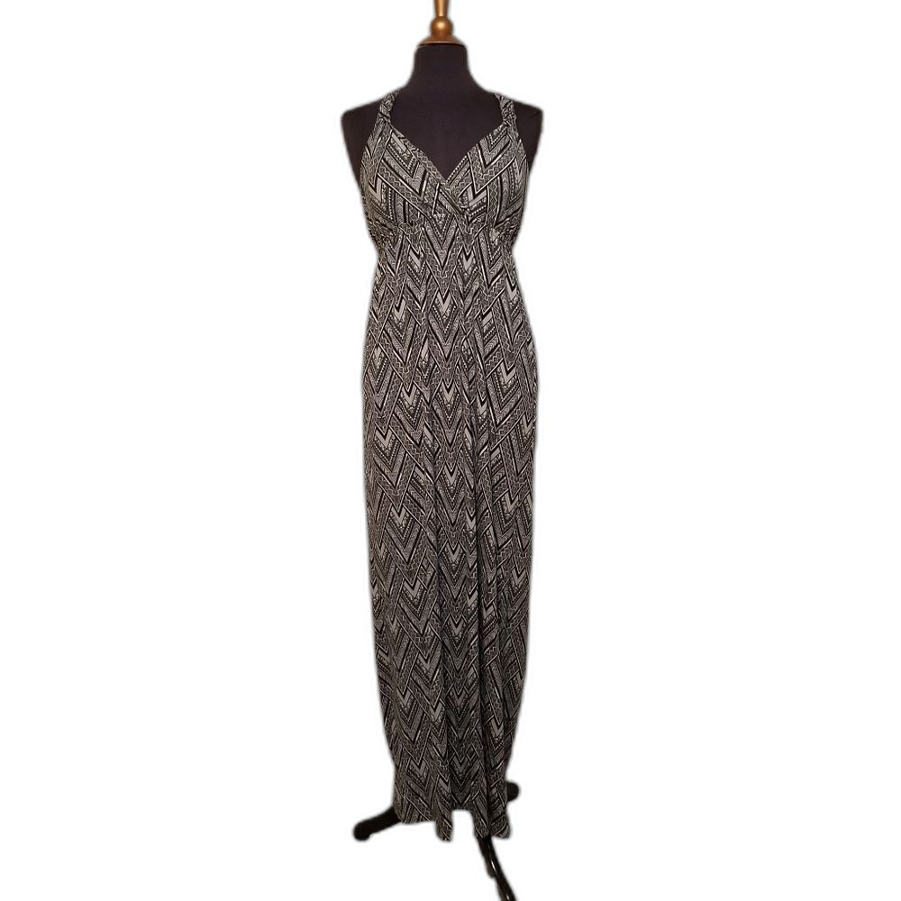 Womens Y2k Maxi Dress Size Medium Black White Vneck Halter Summer